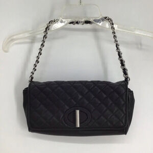 Talbots Quilted Leather Classic Clutch Shoulder Bag Silver Chain Hardware